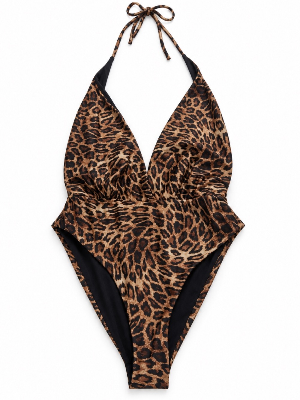 NWT! Zara Animal Print Leopard Halter One Piece Swimsuit Size M 34075